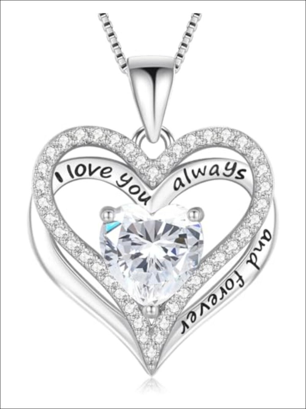 925 Sterling Silver Heart Love Necklace Women Anniversary Jewelry Gift